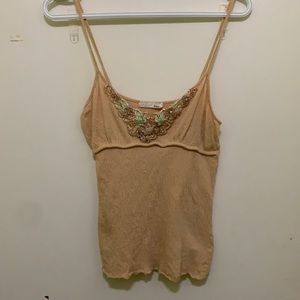 Sirens tan/nude embroidered tank top